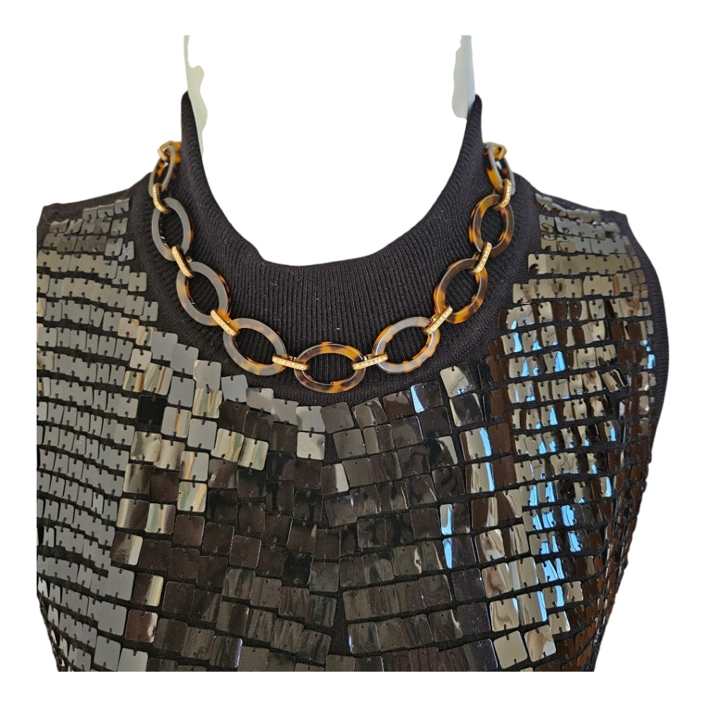 Vintage Ralph Lauren Faux Tortoise Necklace With Rhinstones 17-18 Inch